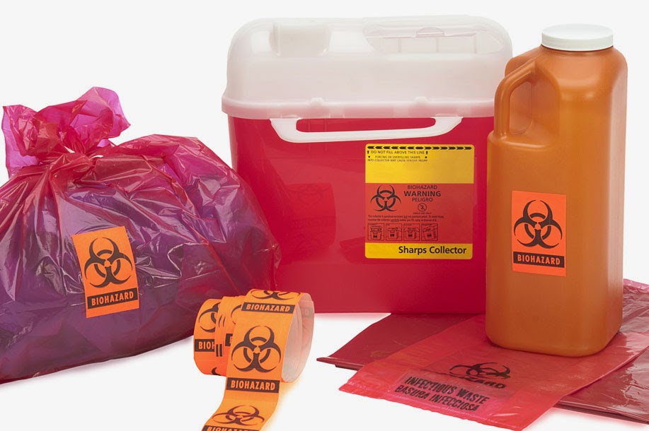 biohazard waste storage red bags labels COVID-19