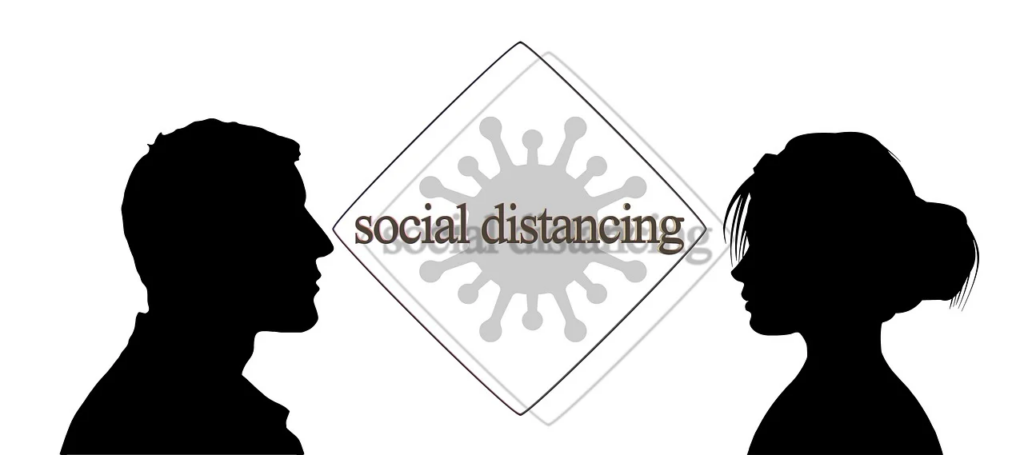 social distancing between a man and a woman