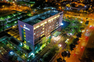 a hospital at night