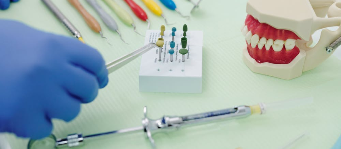 dental tools on a tray